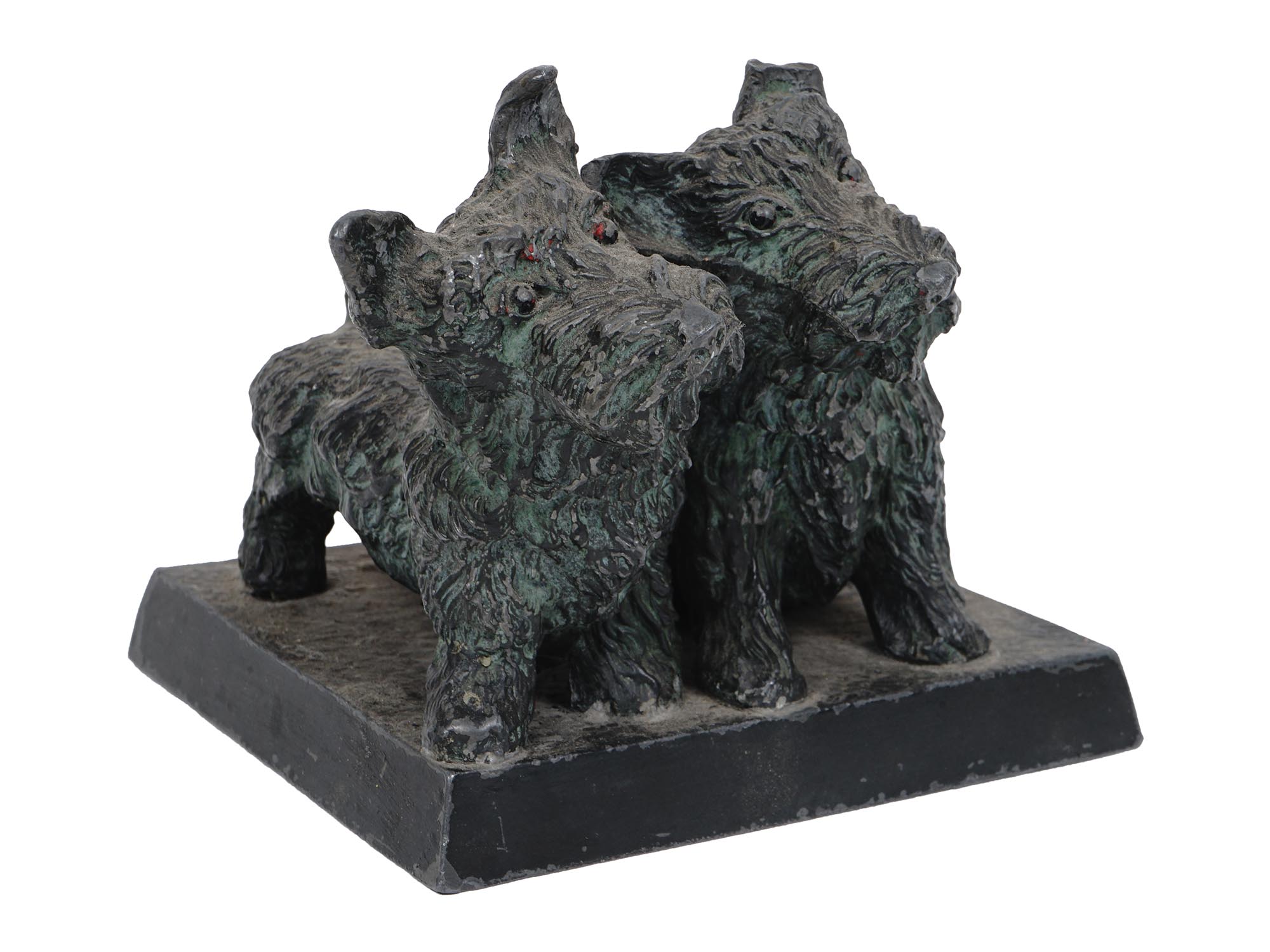 BRONZE PATINATED ALLOY FIGURE OF TERRIER DOGS PIC-2